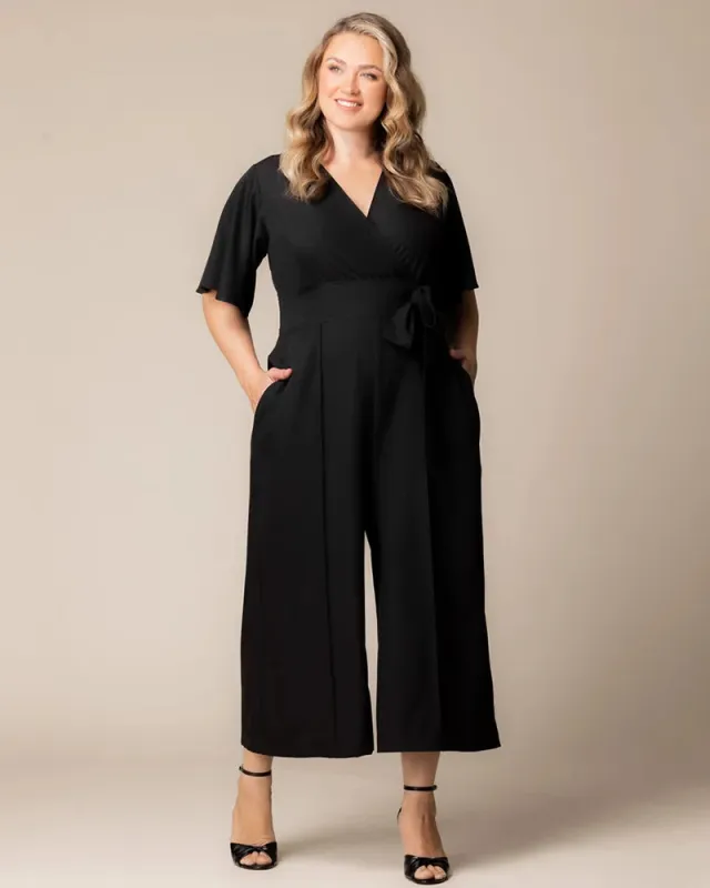 Evelyn Cropped Wide Leg Jumpsuit sold by Kiyonna