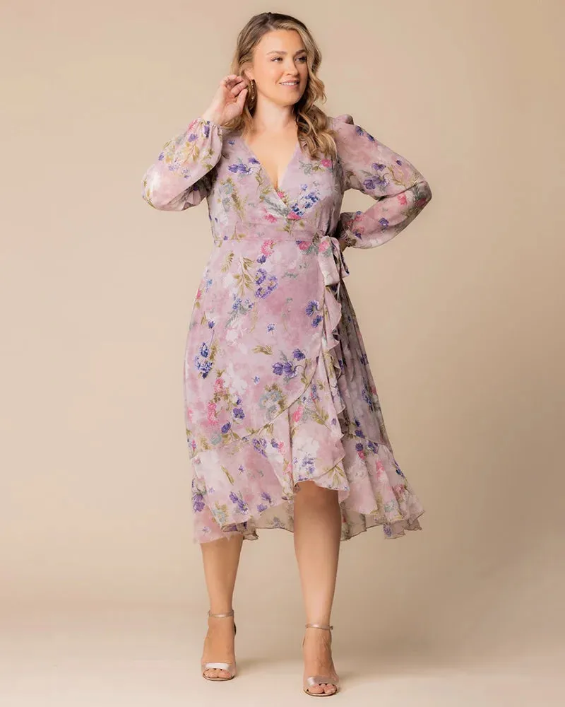 Clara Chiffon Long Sleeve Wrap Dress - Sale! sold by Kiyonna