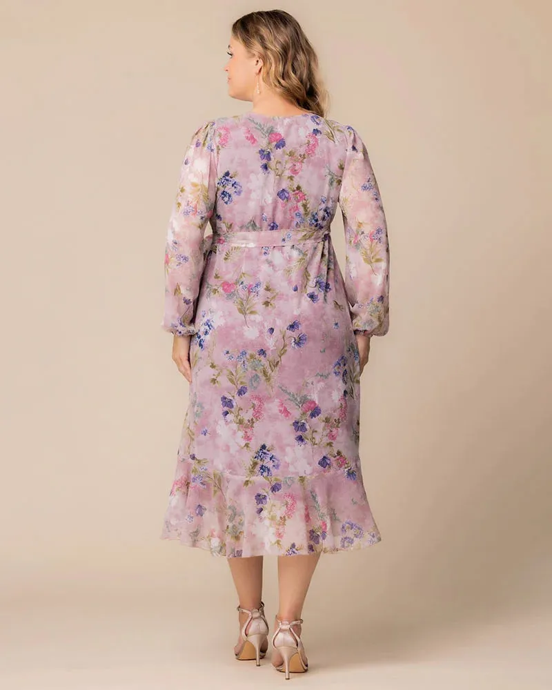 Clara Chiffon Long Sleeve Wrap Dress - Sale! sold by Kiyonna product image thumbnail 4