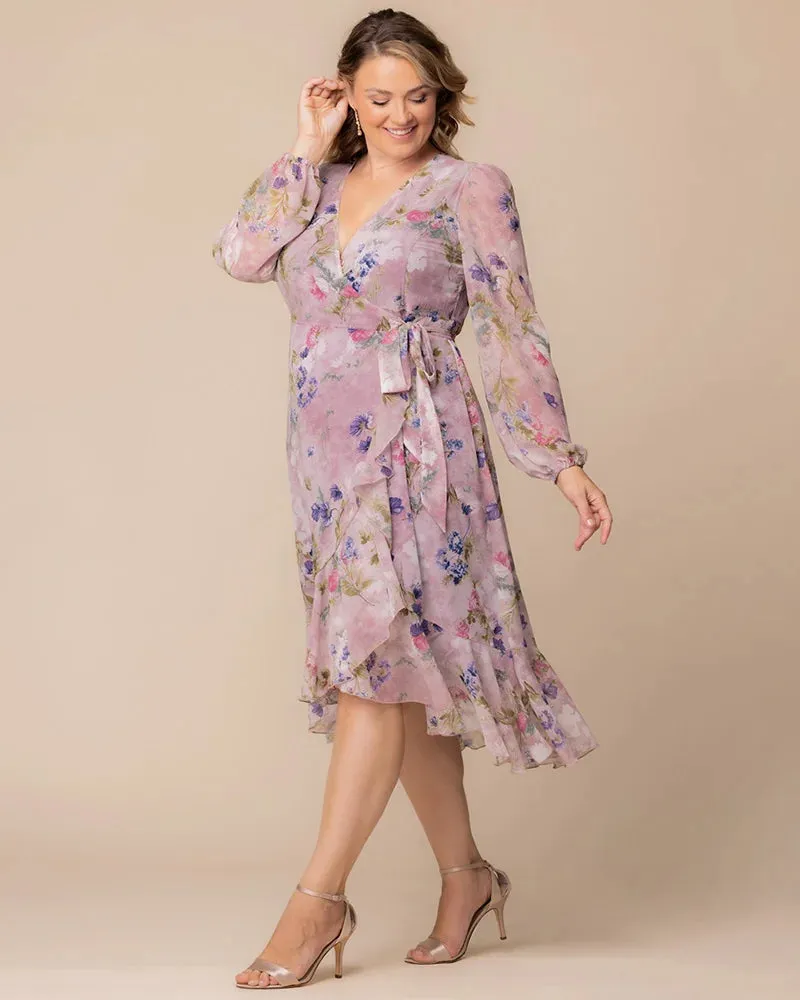 Clara Chiffon Long Sleeve Wrap Dress - Sale! sold by Kiyonna product image thumbnail 3