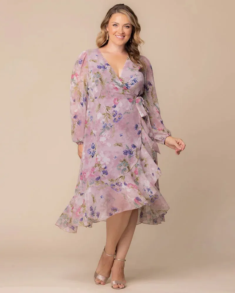 Clara Chiffon Long Sleeve Wrap Dress - Sale! sold by Kiyonna product image thumbnail 2