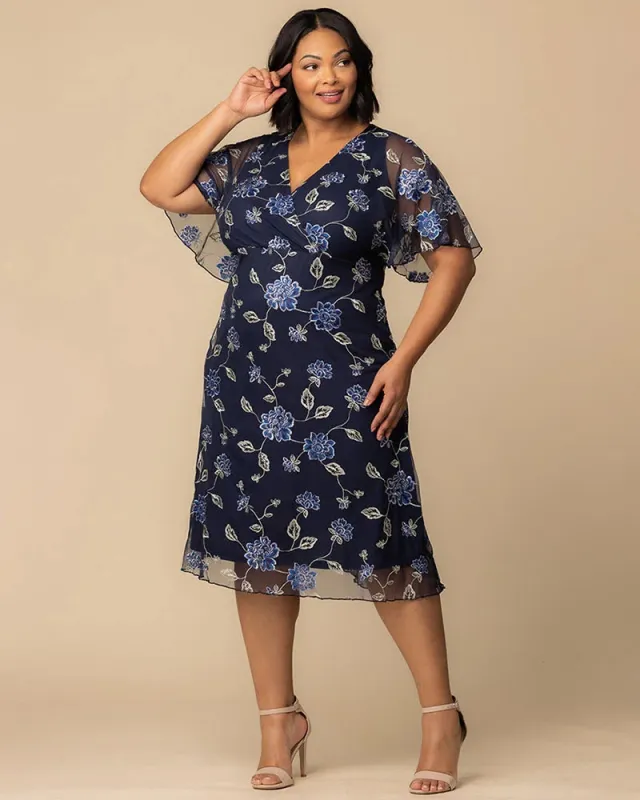 Sonnet Embroidered Midi Cocktail Dress sold by Kiyonna