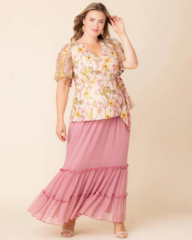 Isla Tiered Mesh Maxi Skirt - Sale! sold by Kiyonna