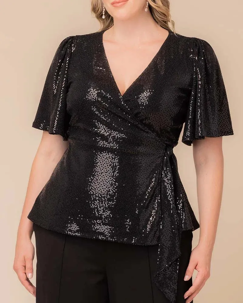 Shimmering Sequin Wrap Top sold by Kiyonna product image thumbnail 5