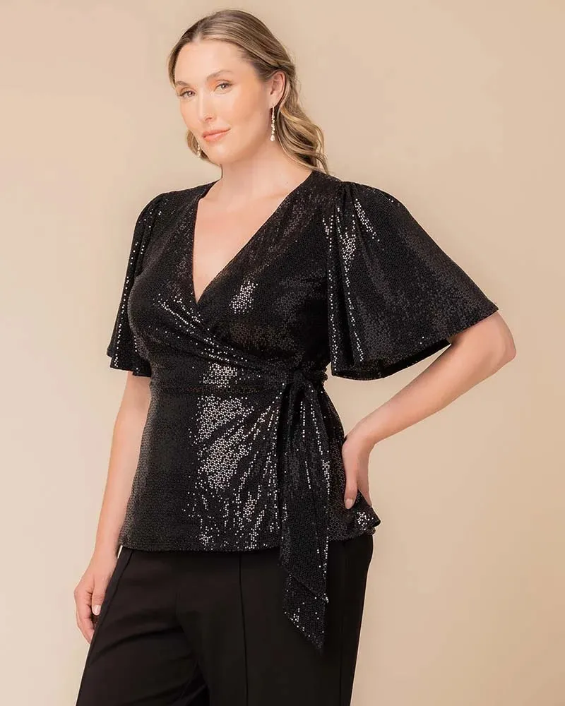 Shimmering Sequin Wrap Top sold by Kiyonna product image thumbnail 3