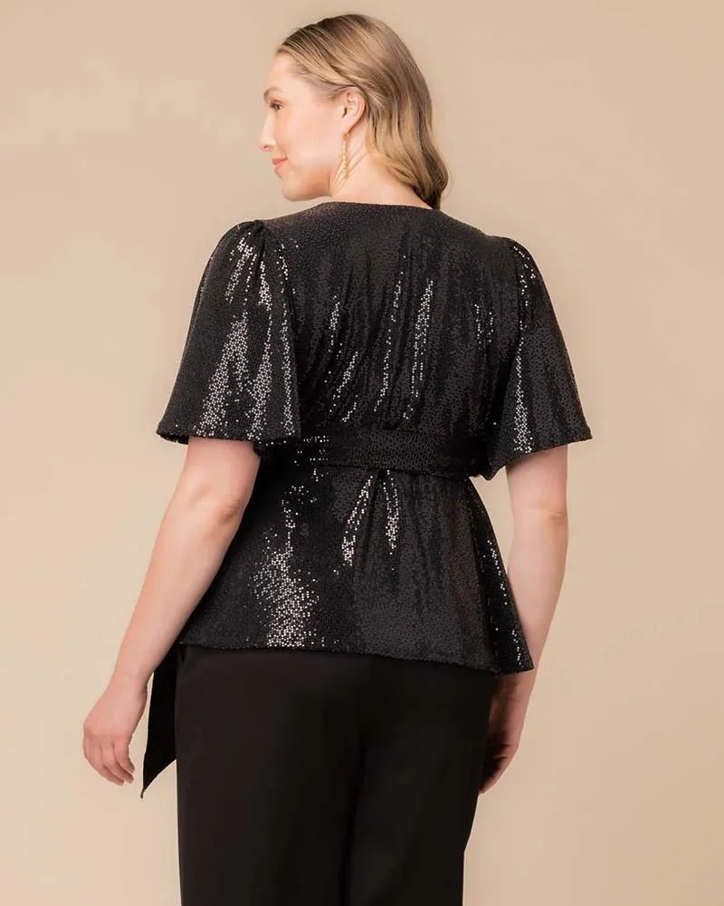 Shimmering Sequin Wrap Top sold by Kiyonna product image thumbnail 4