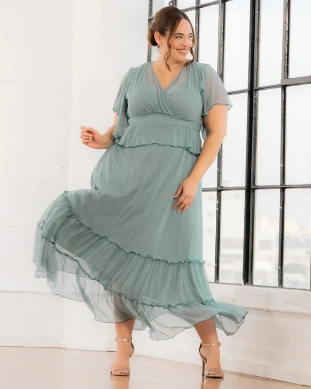 Graceful Tiered Mesh Gown - Sale! sold by Kiyonna