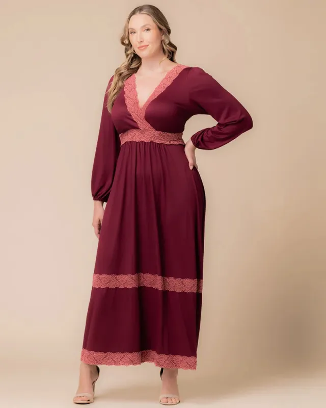 Lara Lace Trim Long Dress sold by Kiyonna