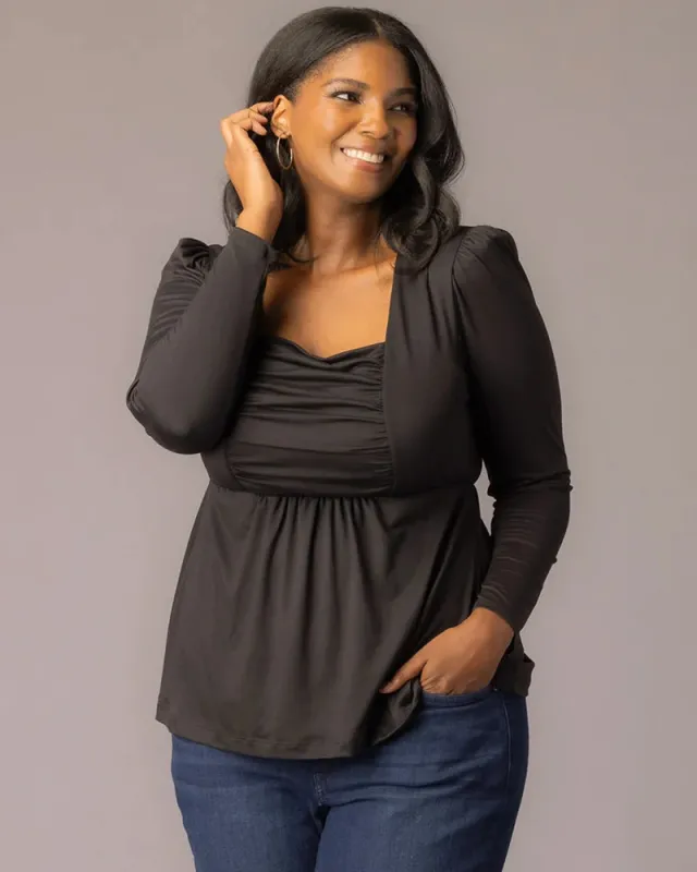 Rylan Long Sleeve Ruched Top sold by Kiyonna