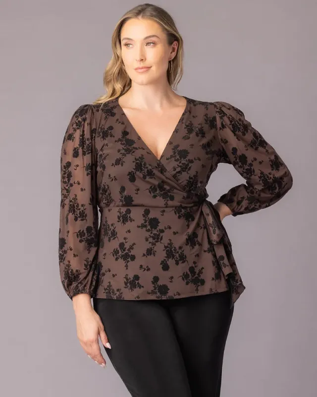 Alissa Long Sleeve Wrap Top sold by Kiyonna