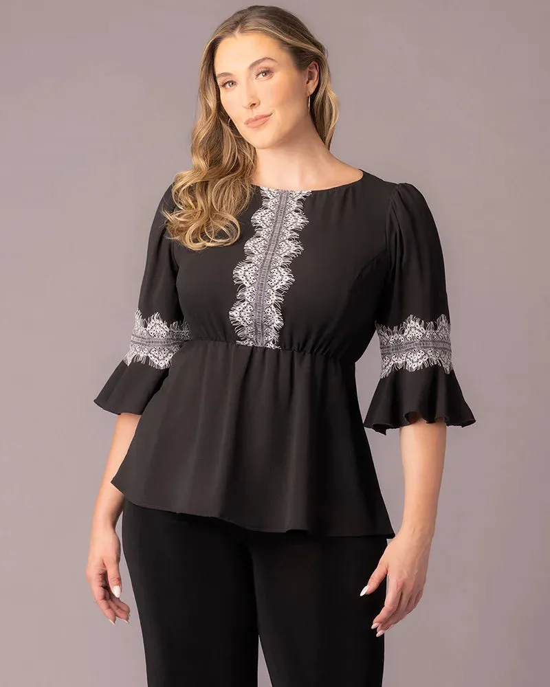 Chateau Lace Trim Top sold by Kiyonna