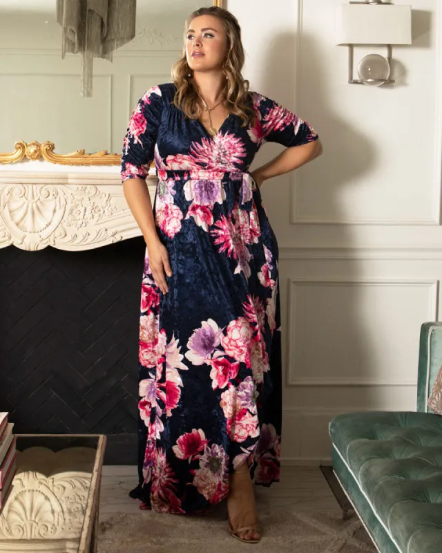 Cara Velvet Wrap Gown sold by Kiyonna