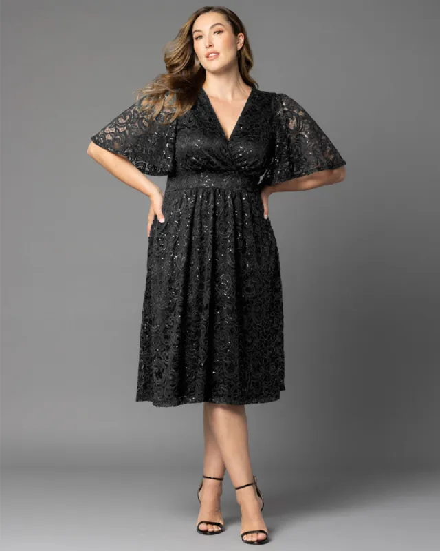 Starry Sequined Lace Cocktail Dress sold by Kiyonna