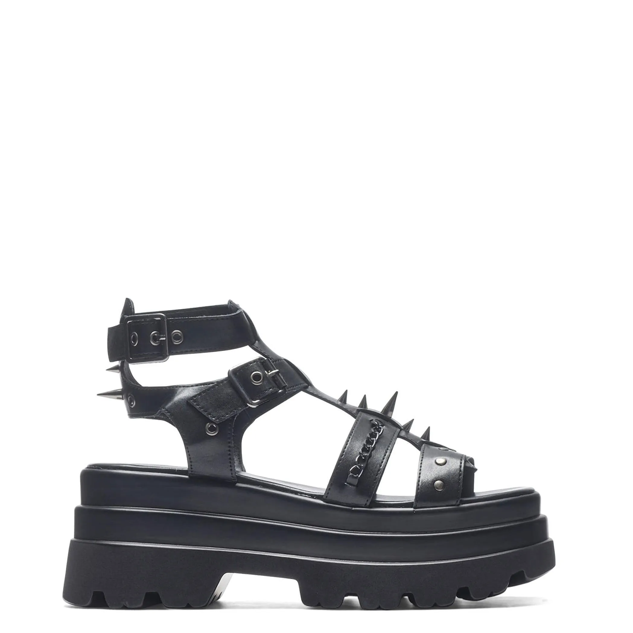 The Divine Destruction Spiked Chunky Sandals - Black | Parallel