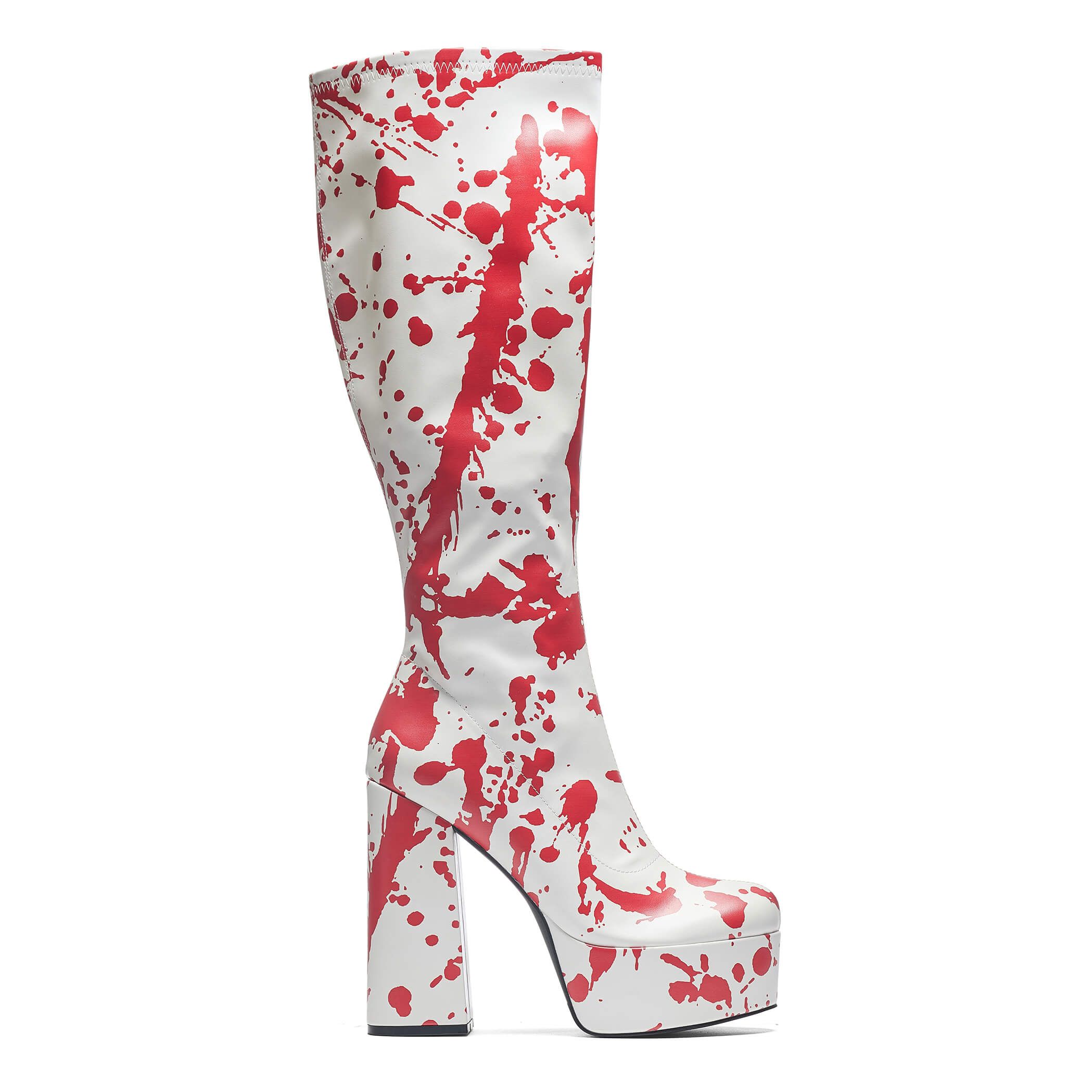 Blood Boiler Platform Heeled Boots - White sold by Koi Footwear