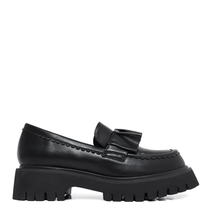 Willow Black Ruffle Loafers sold by Koi Footwear