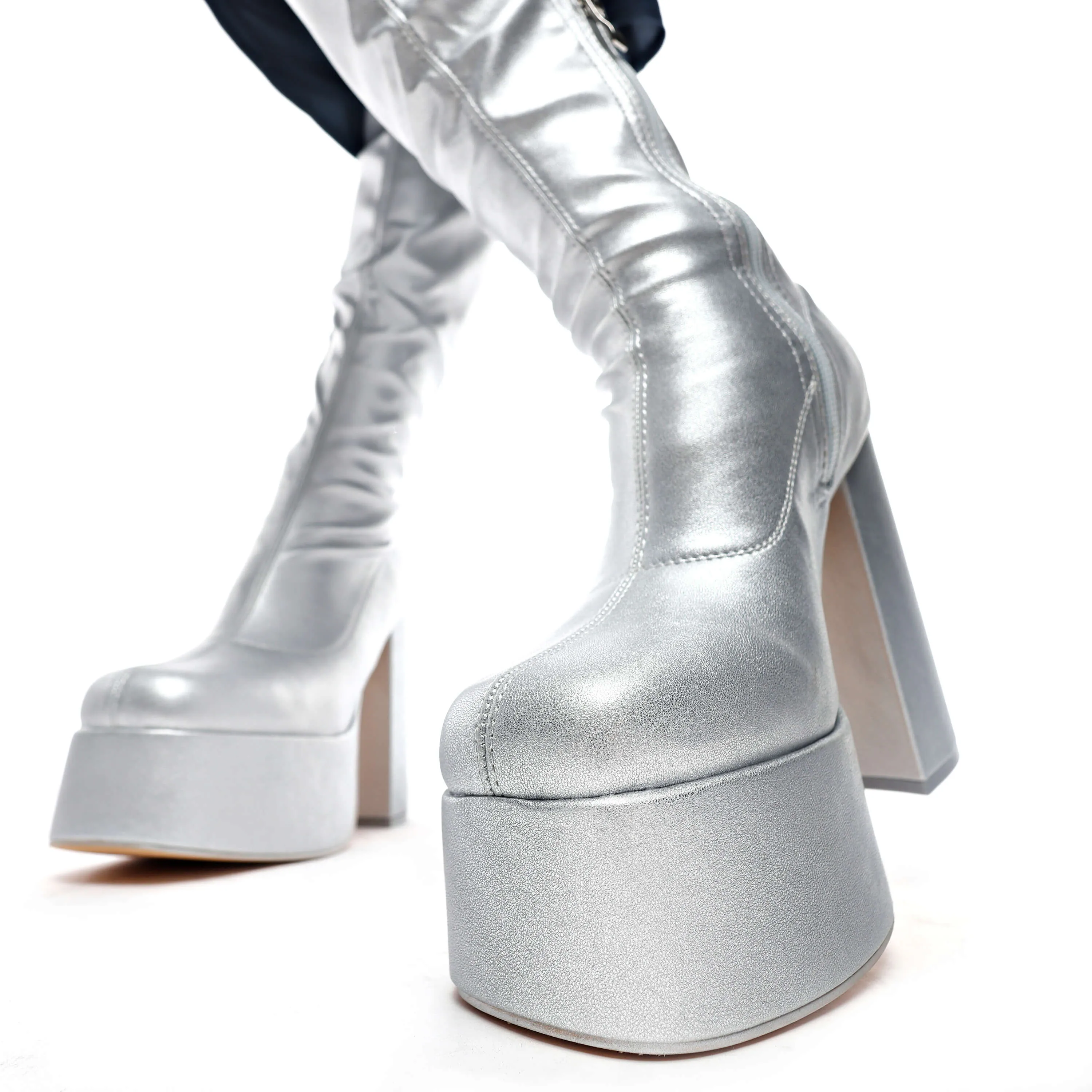 The Redemption Stretch Thigh High Boots - Silver sold by Koi Footwear product image thumbnail 3