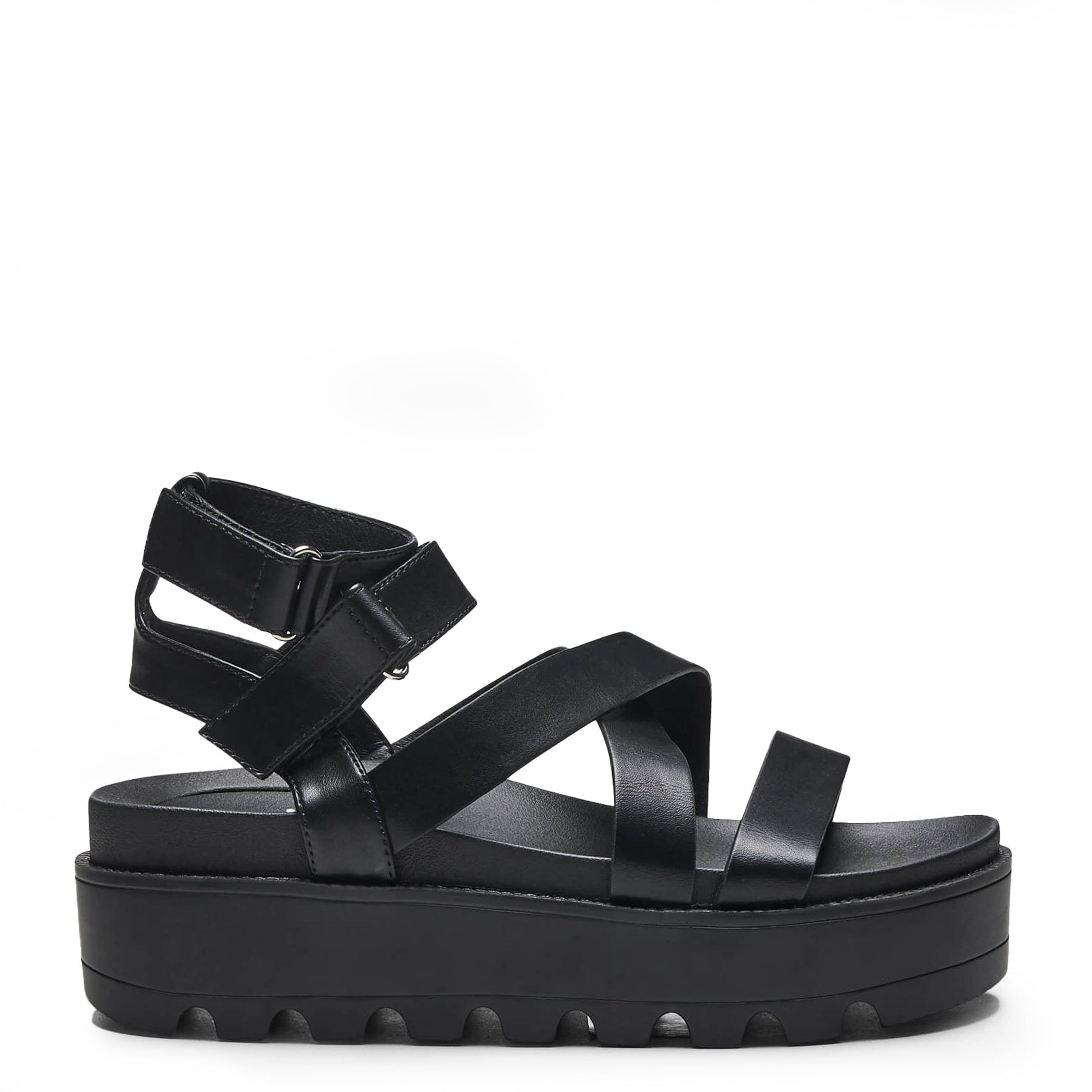 CRIX Black Chunky Flatform Sandals sold by Koi Footwear