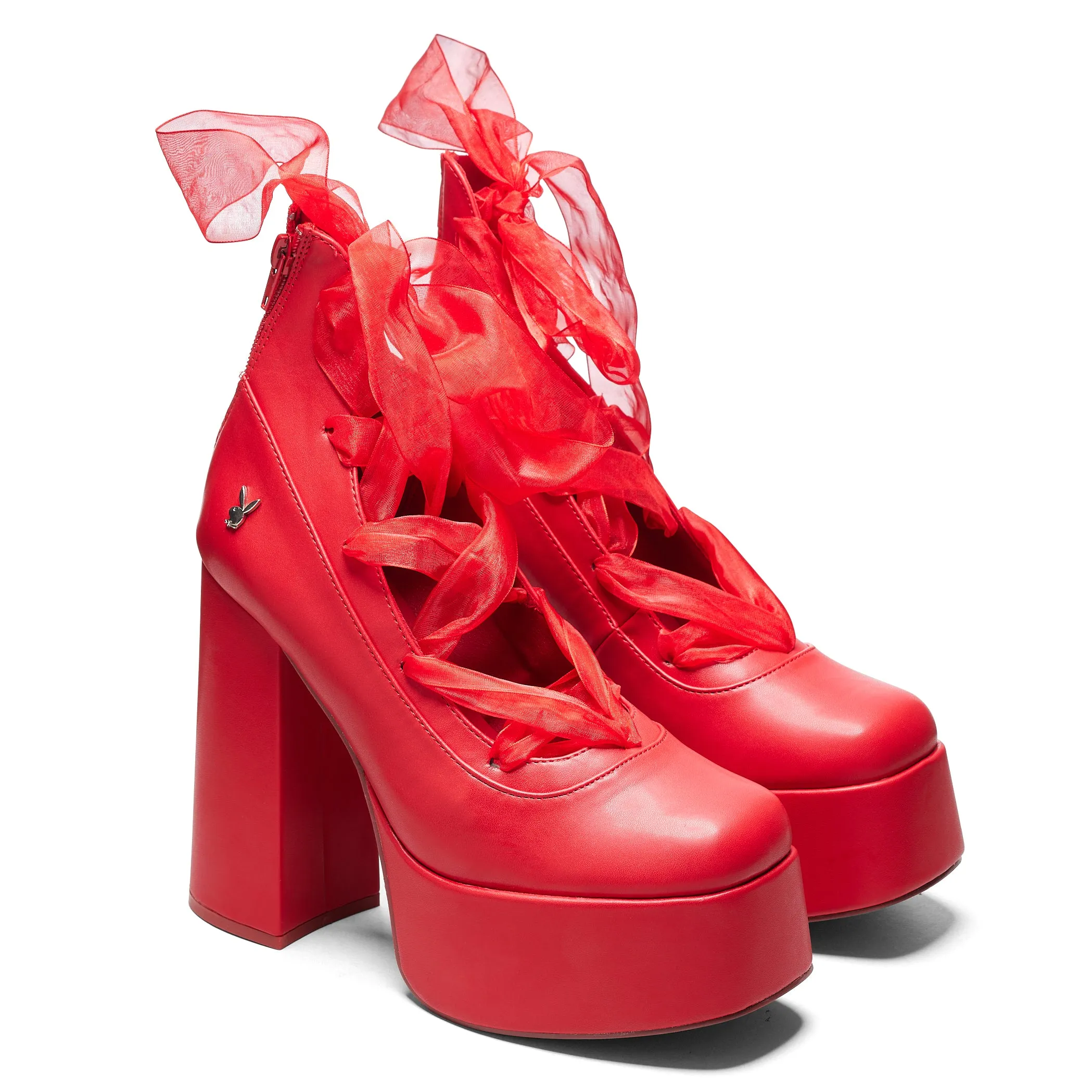 Playboy Infidelity Red Lace Up Heels sold by Koi Footwear product image thumbnail 3