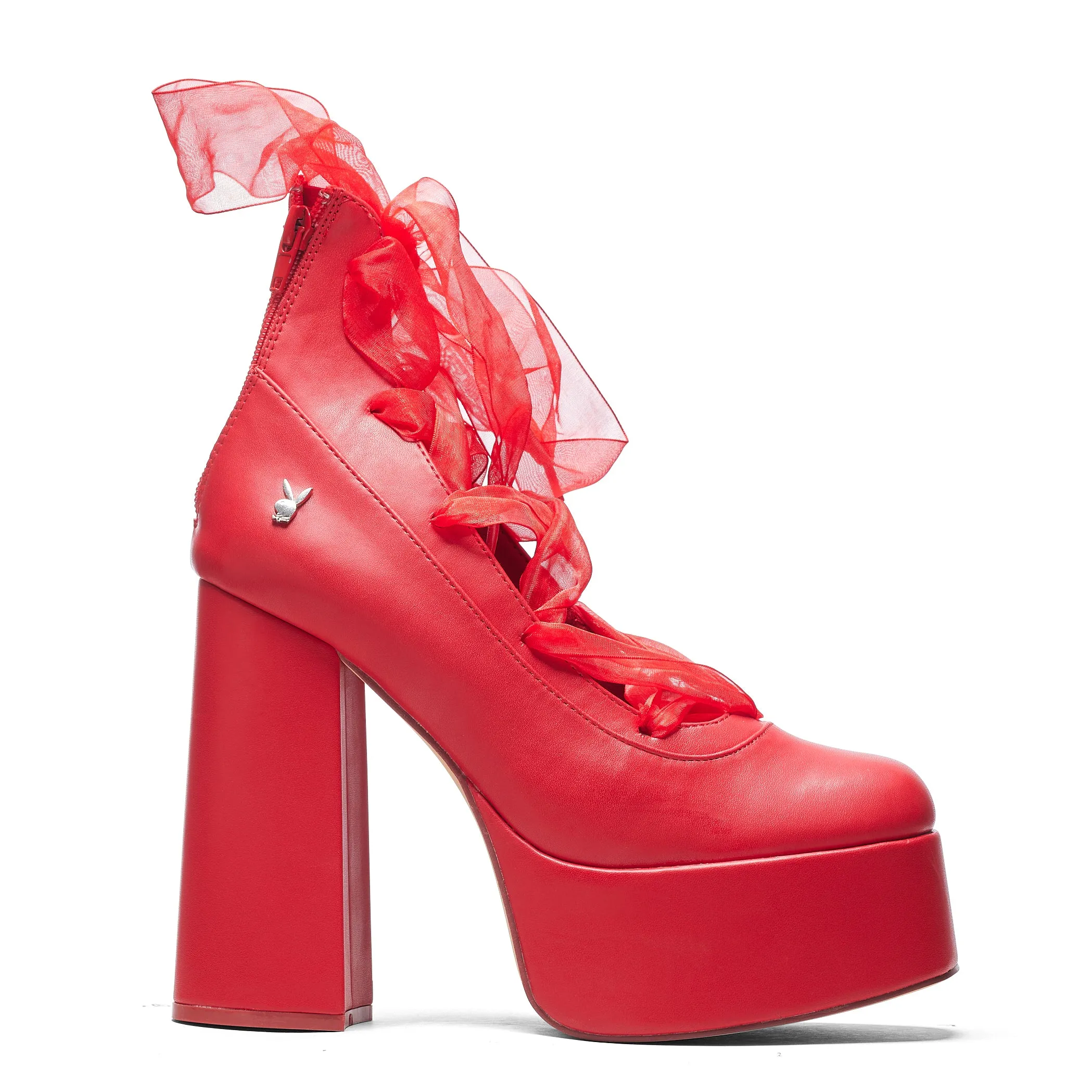 Playboy Infidelity Red Lace Up Heels sold by Koi Footwear product image thumbnail 2
