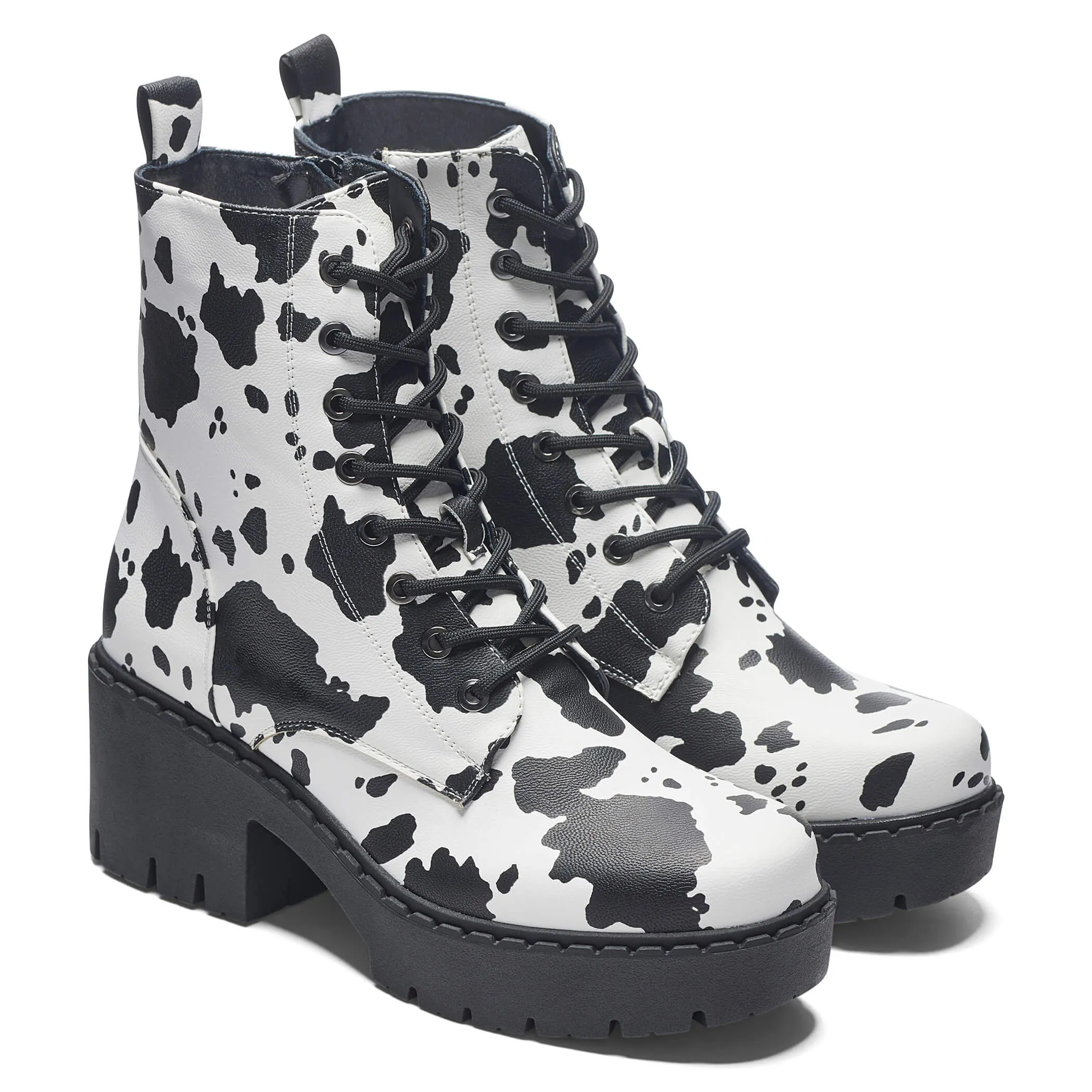 Daisy Cow Print Switch Lace Up Boots sold by Koi Footwear product image thumbnail 3