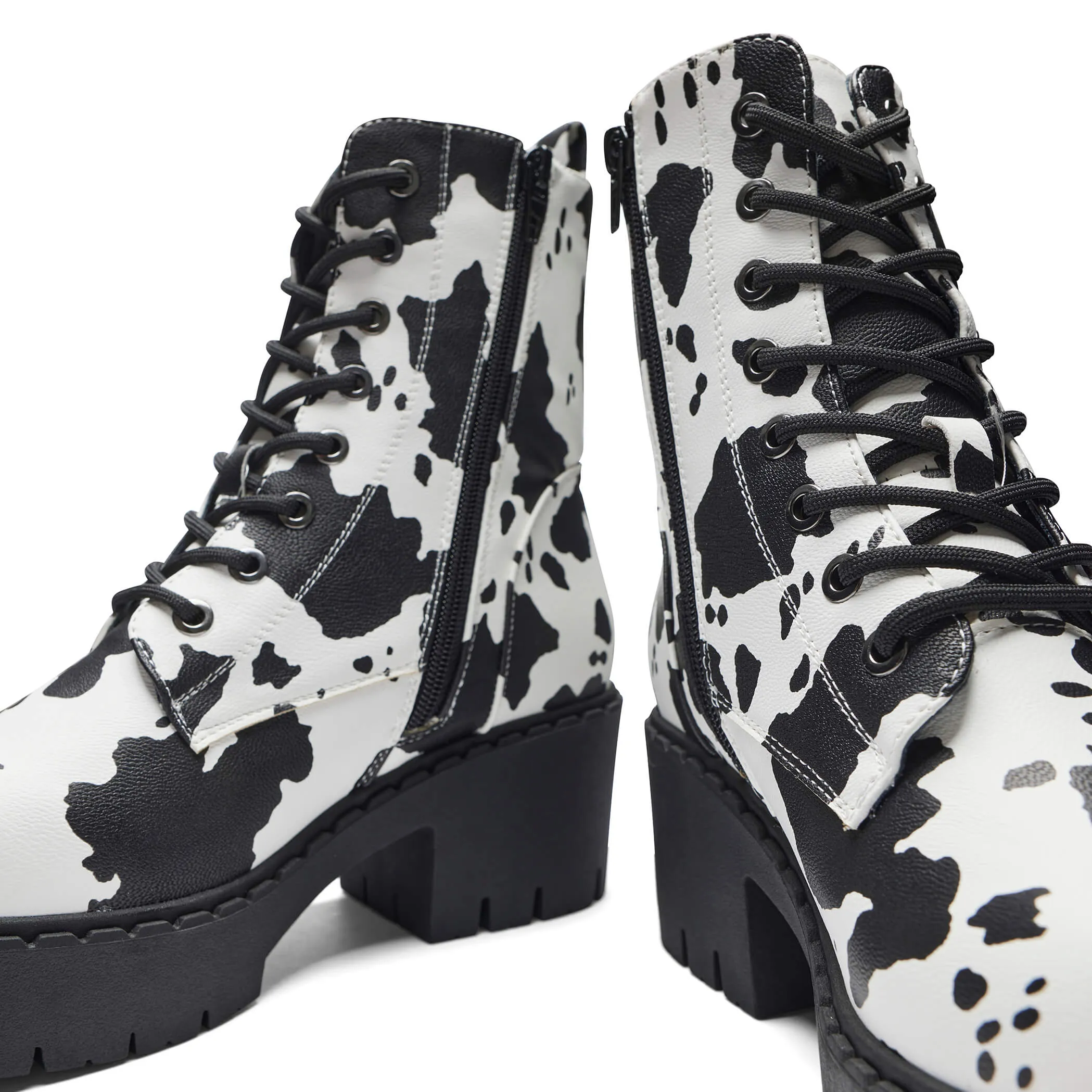 Daisy Cow Print Switch Lace Up Boots sold by Koi Footwear product image thumbnail 4