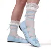Violetta Lace Up Flat Ballet Shoes - Blue sold by Koi Footwear