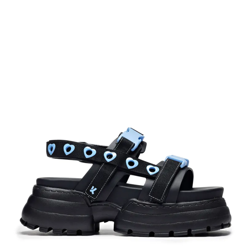 Fake Feelings Blue Chunky Sandals sold by Koi Footwear