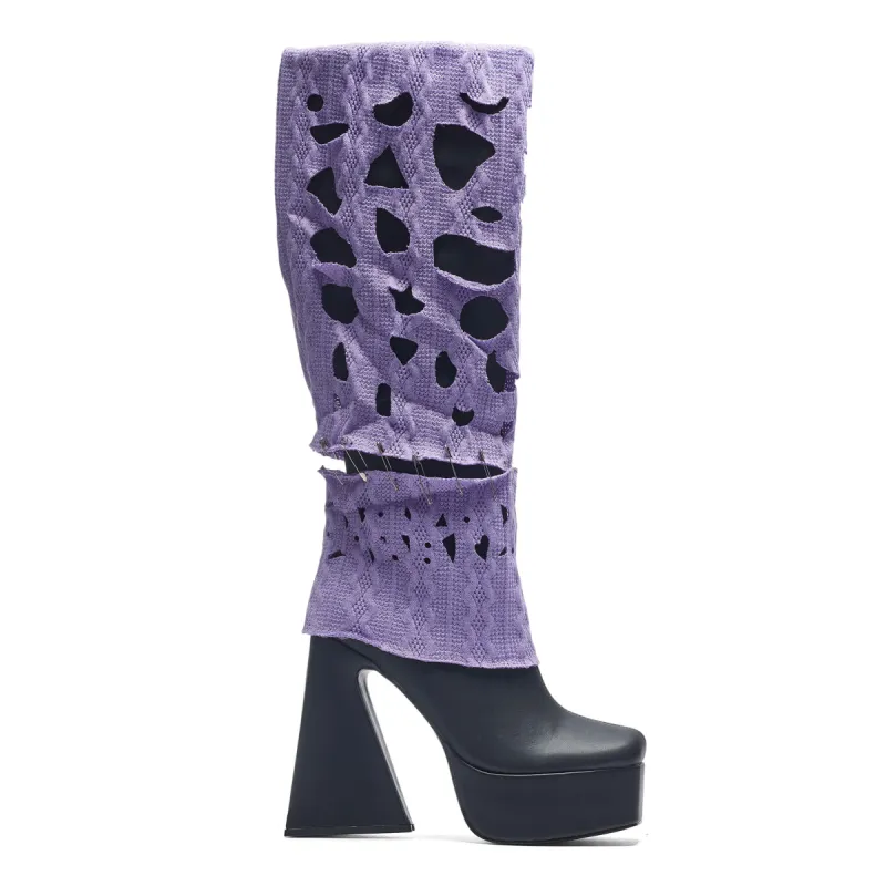 Jam Monster Heeled Long Boots - Purple made by Koi Footwear