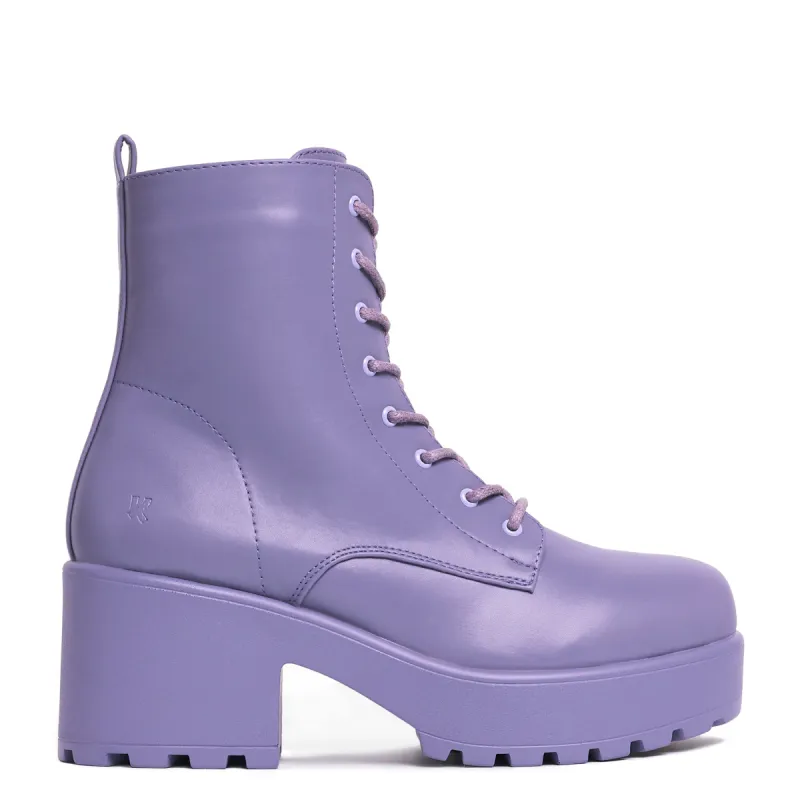 Gin Lavender Platform Military Boots sold by Koi Footwear