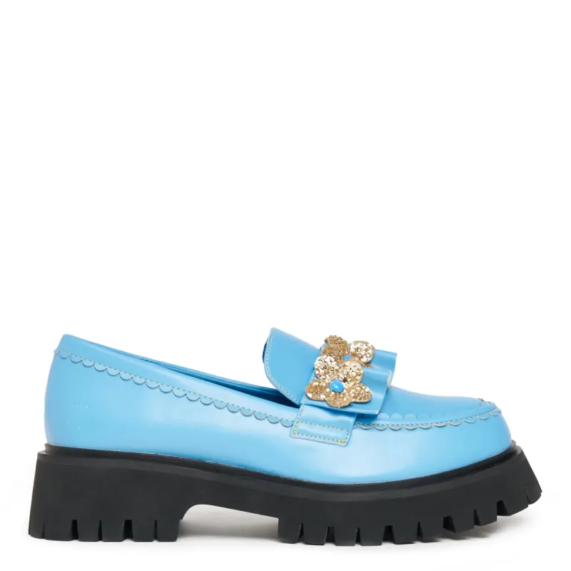 Sunset Leaves Blue Flower Loafers sold by Koi Footwear