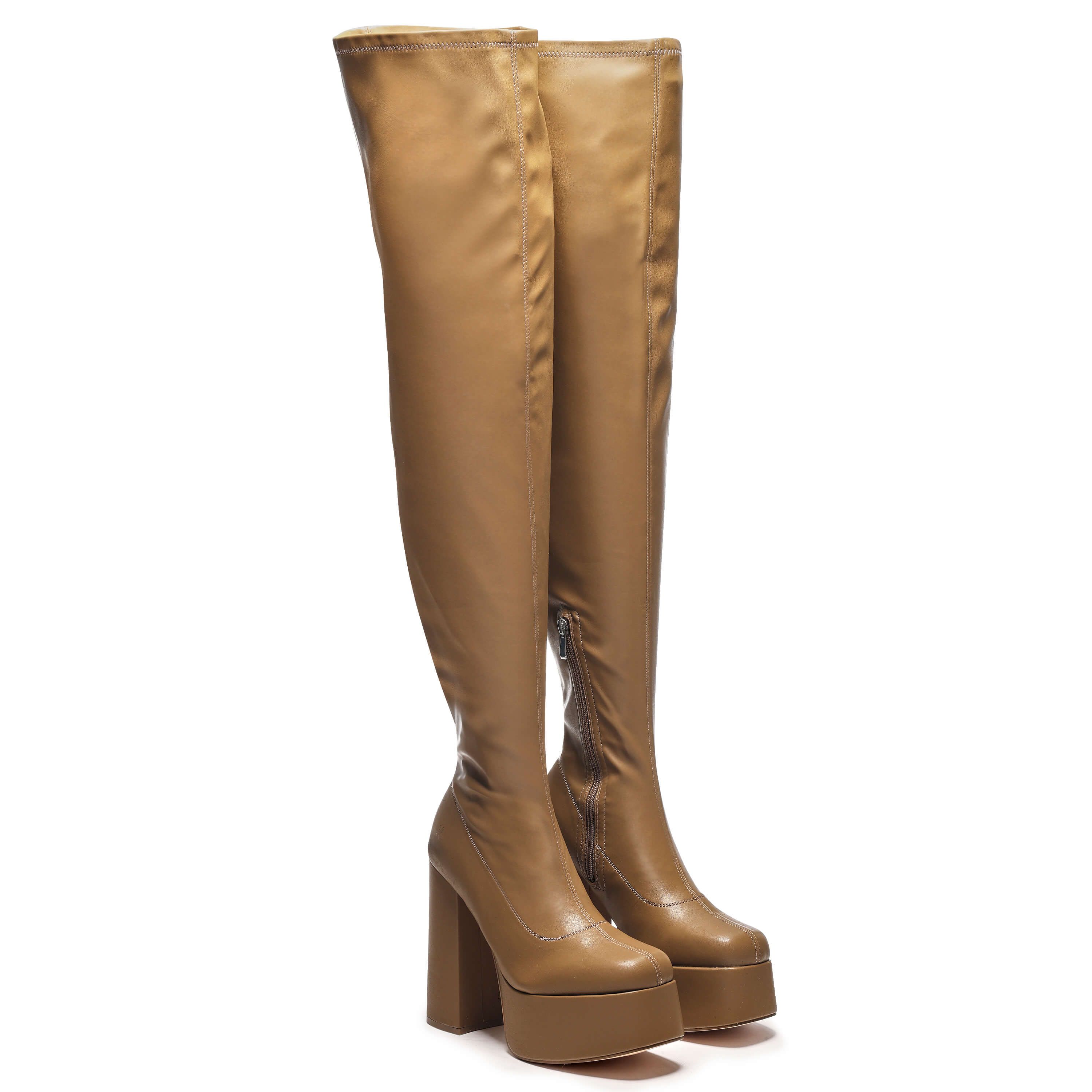 The Redemption Plus Size Thigh High Boots - Khaki sold by Koi Footwear product image thumbnail 4