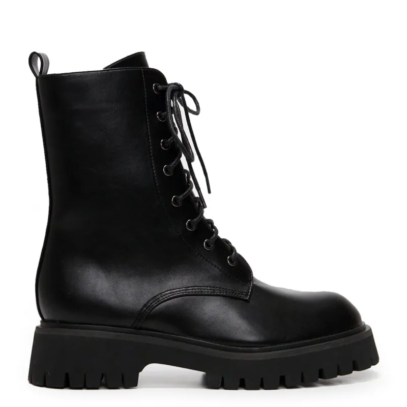 Anchor Black Military Lace Up Boots made by Koi Footwear