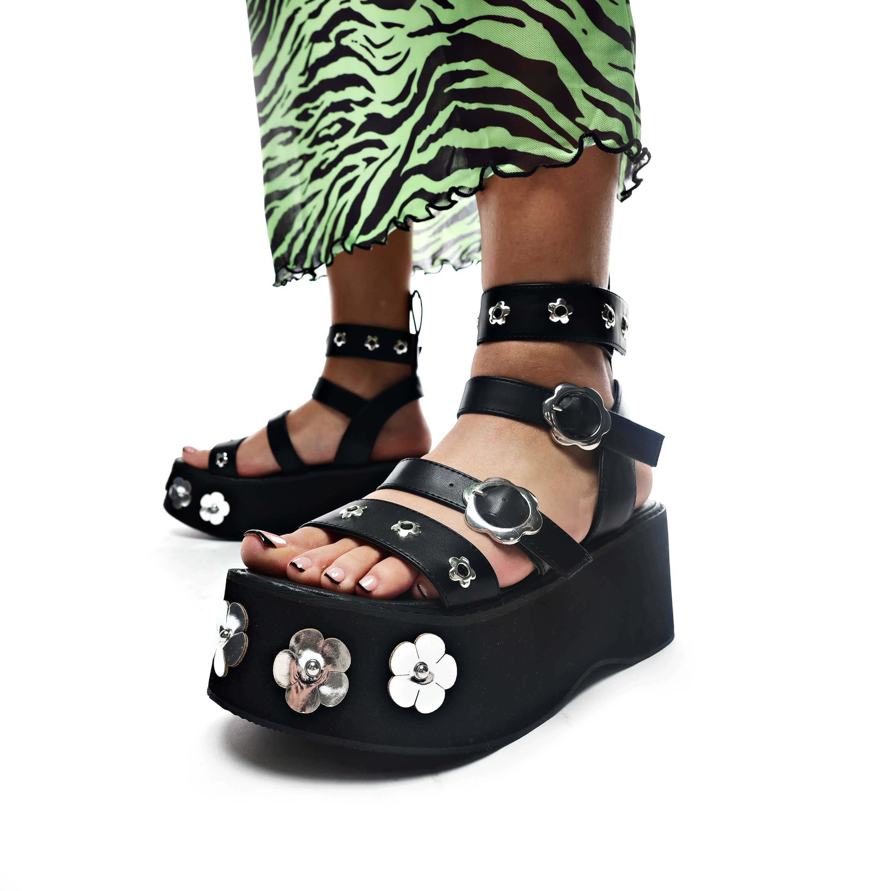 Fuzzy Logic Black Flatform Sandals sold by Koi Footwear product image thumbnail 3