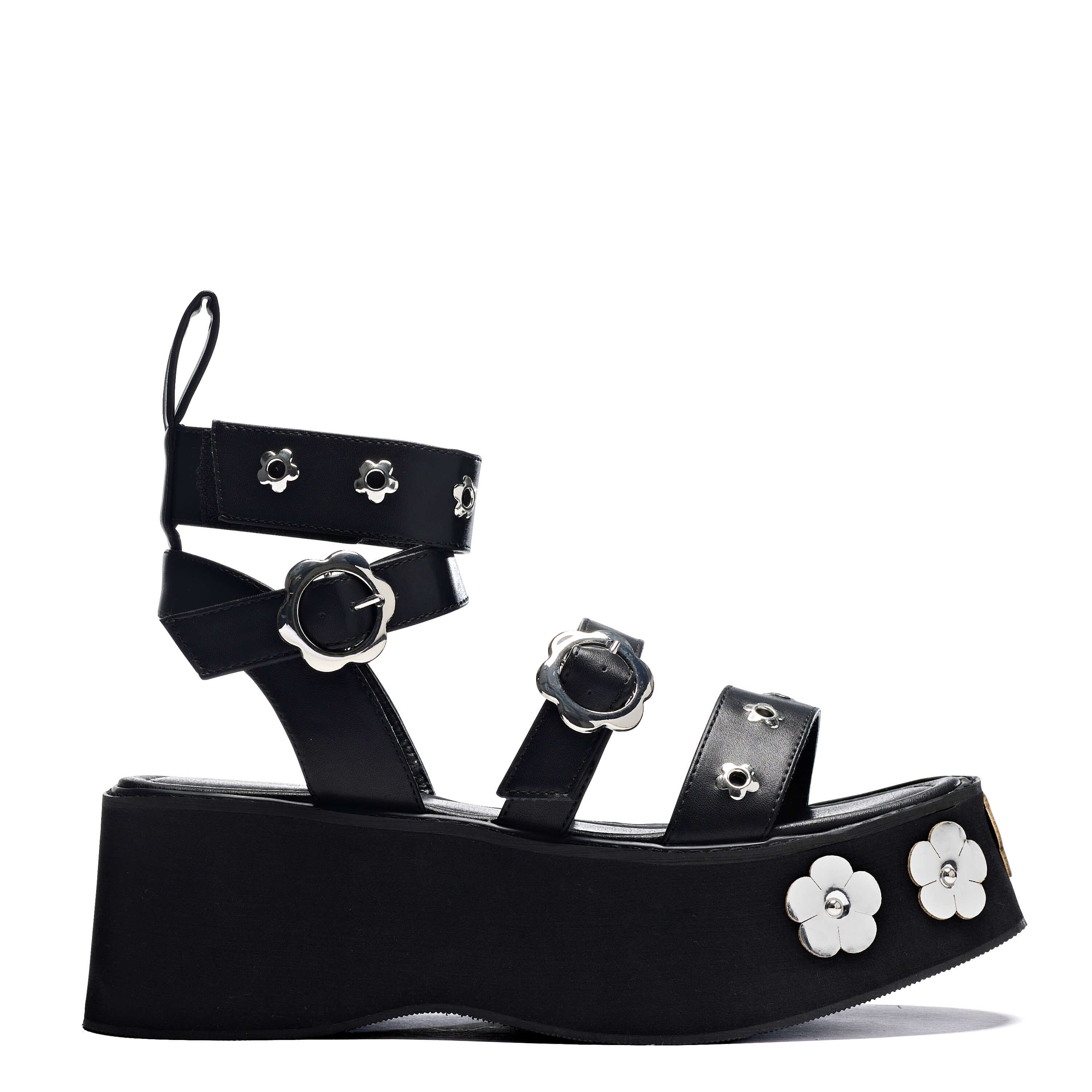Fuzzy Logic Black Flatform Sandals sold by Koi Footwear