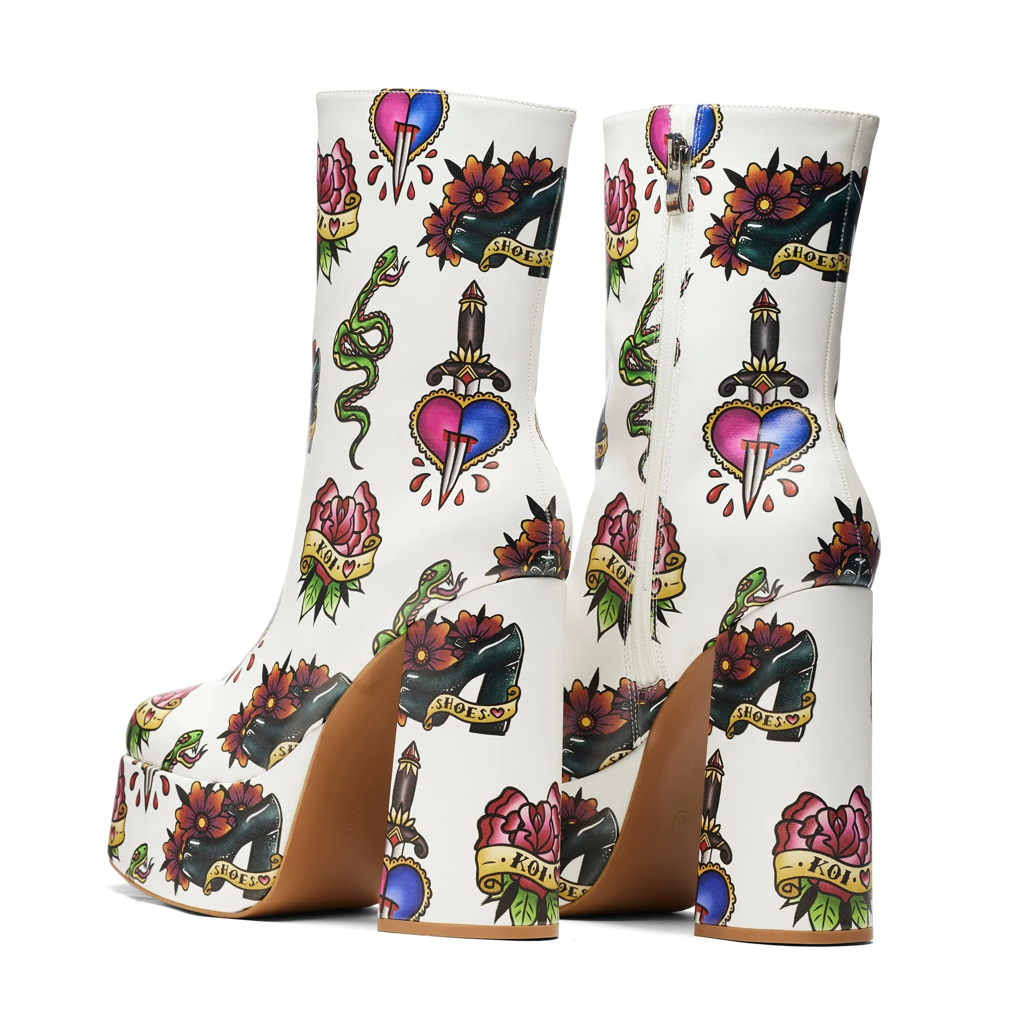 Verdict of a Serpent & Dagger Heeled Boots - White sold by Koi Footwear product image thumbnail 4