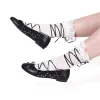 Violetta Grunge Lace Up Ballet Flat Shoes - Black sold by Koi Footwear
