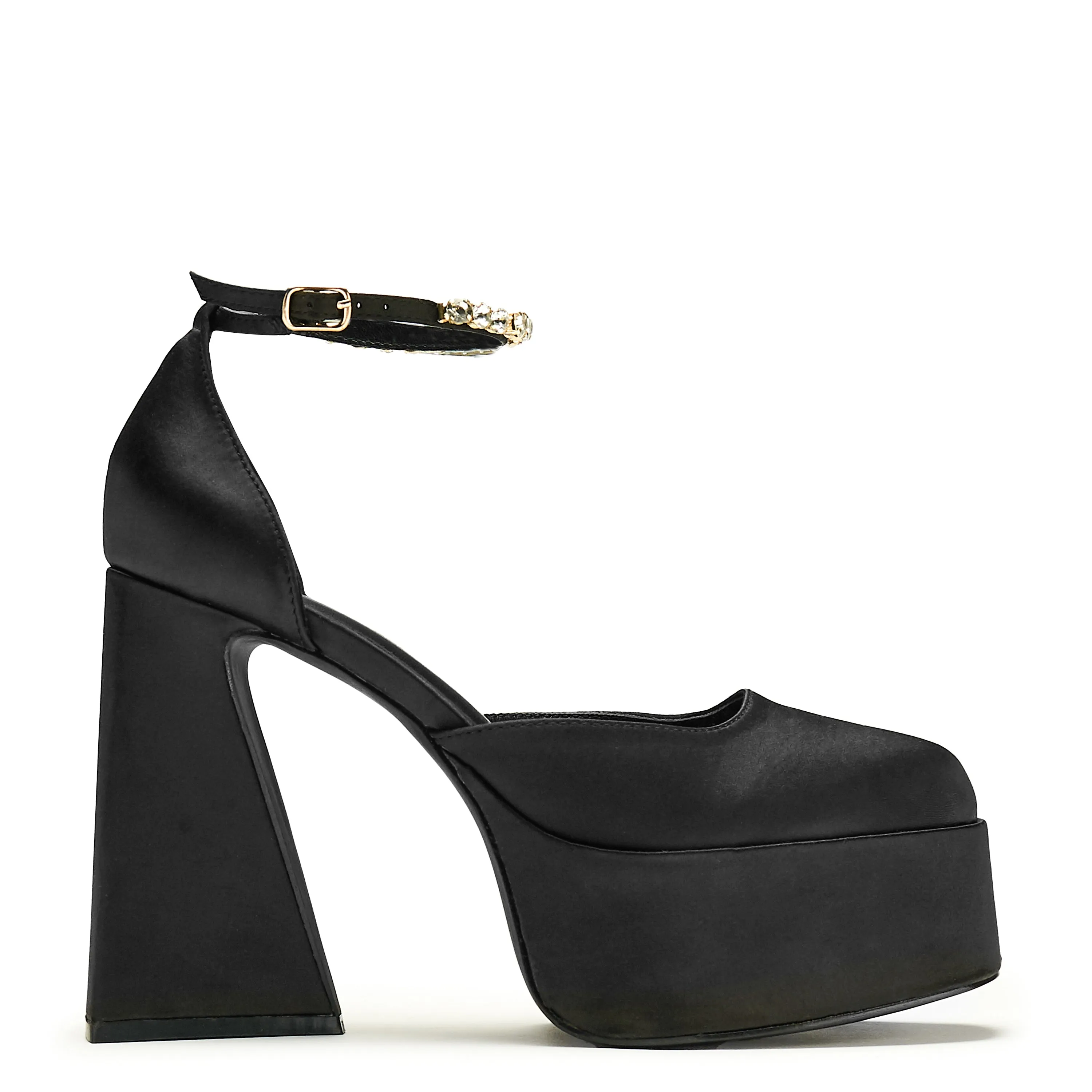 Gilda Satin Platform Jewel Heels- Black sold by Koi Footwear product image thumbnail 2