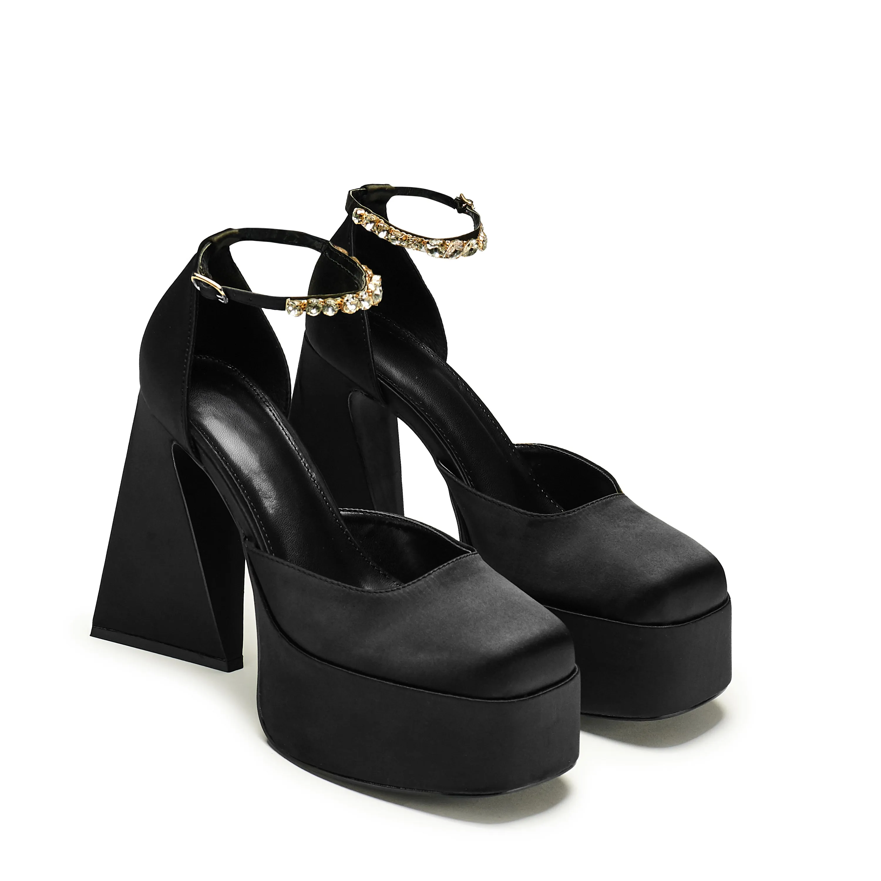 Gilda Satin Platform Jewel Heels- Black sold by Koi Footwear product image thumbnail 3