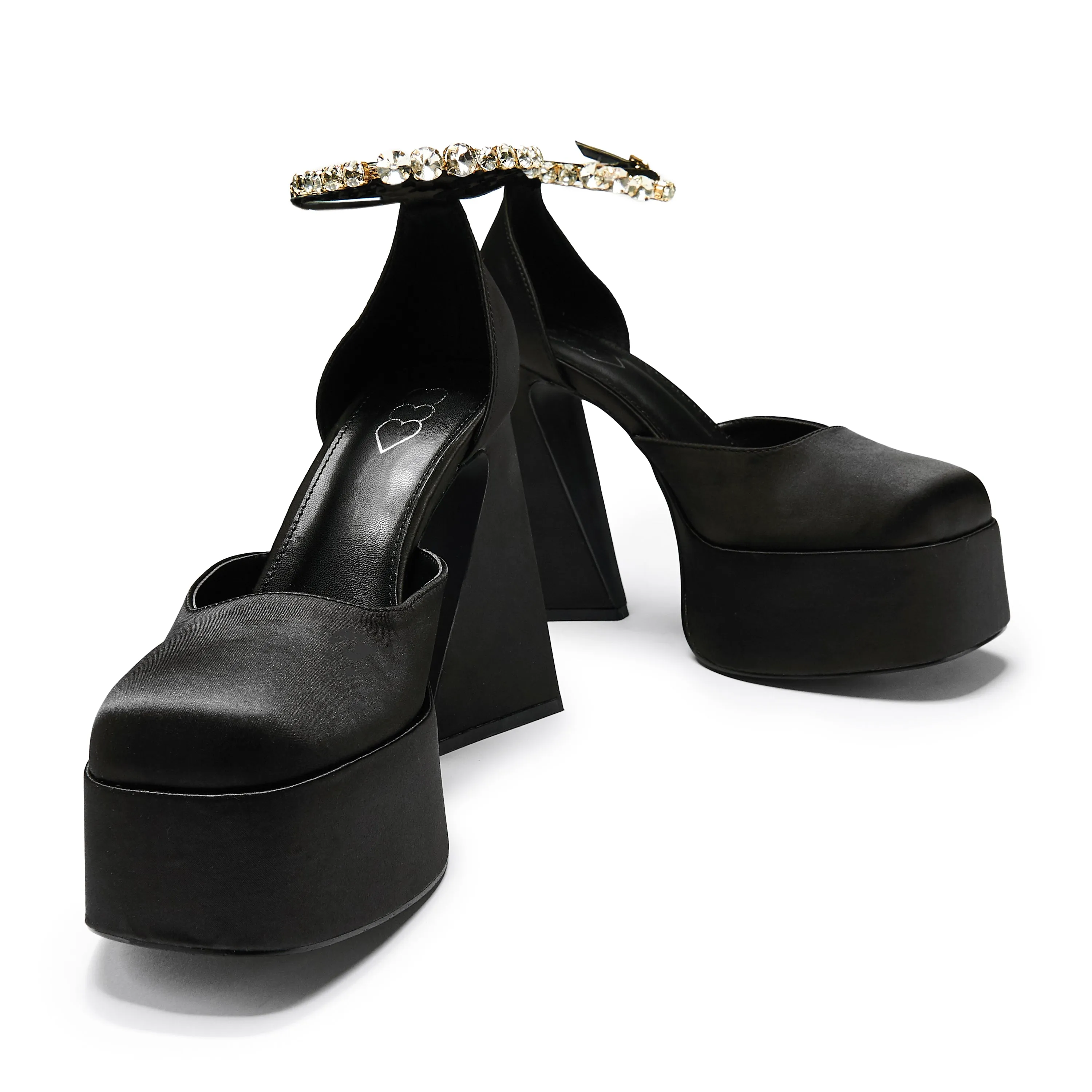 Gilda Satin Platform Jewel Heels- Black sold by Koi Footwear product image thumbnail 4