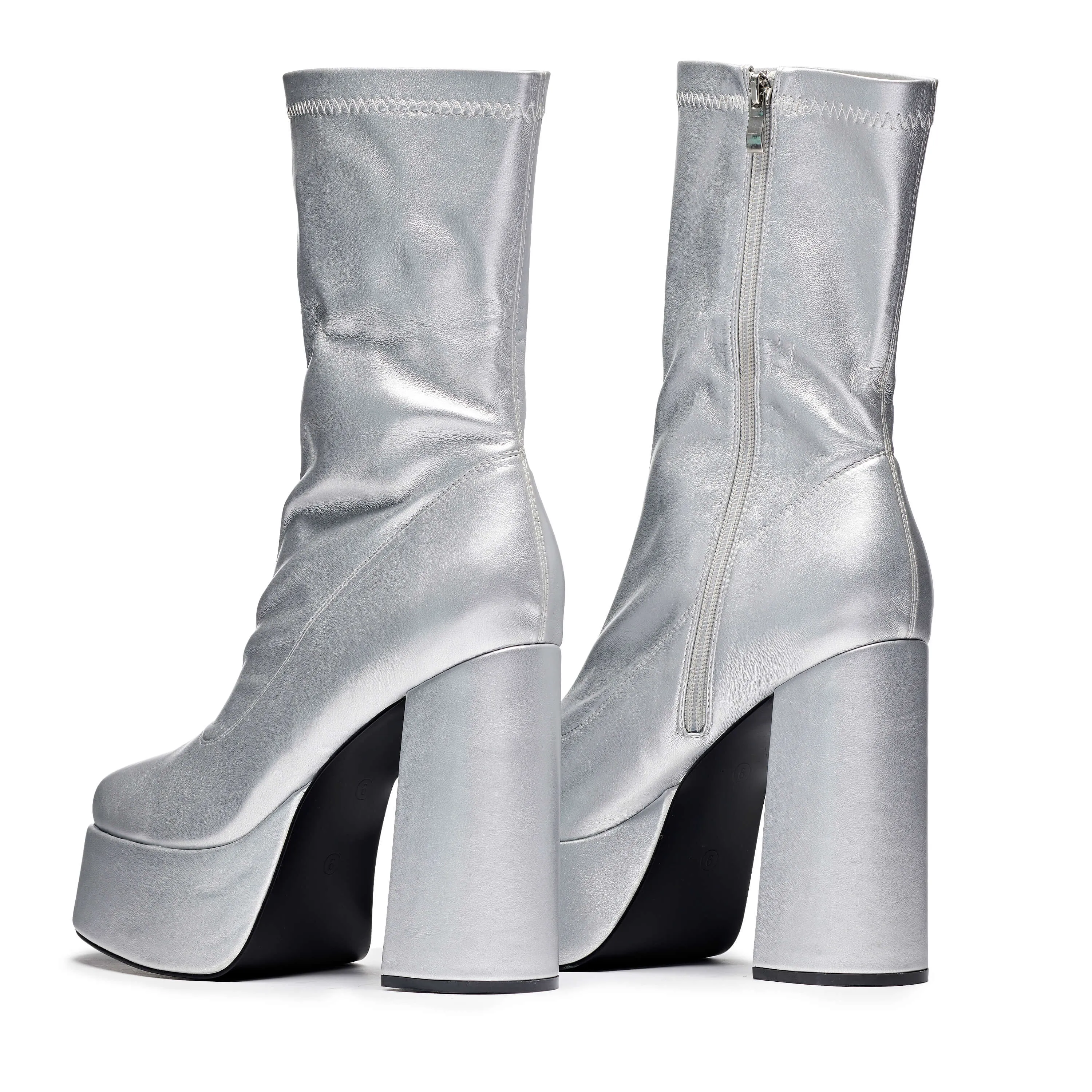 Delano Men's Silver Platform Heeled Boots sold by Koi Footwear product image thumbnail 4