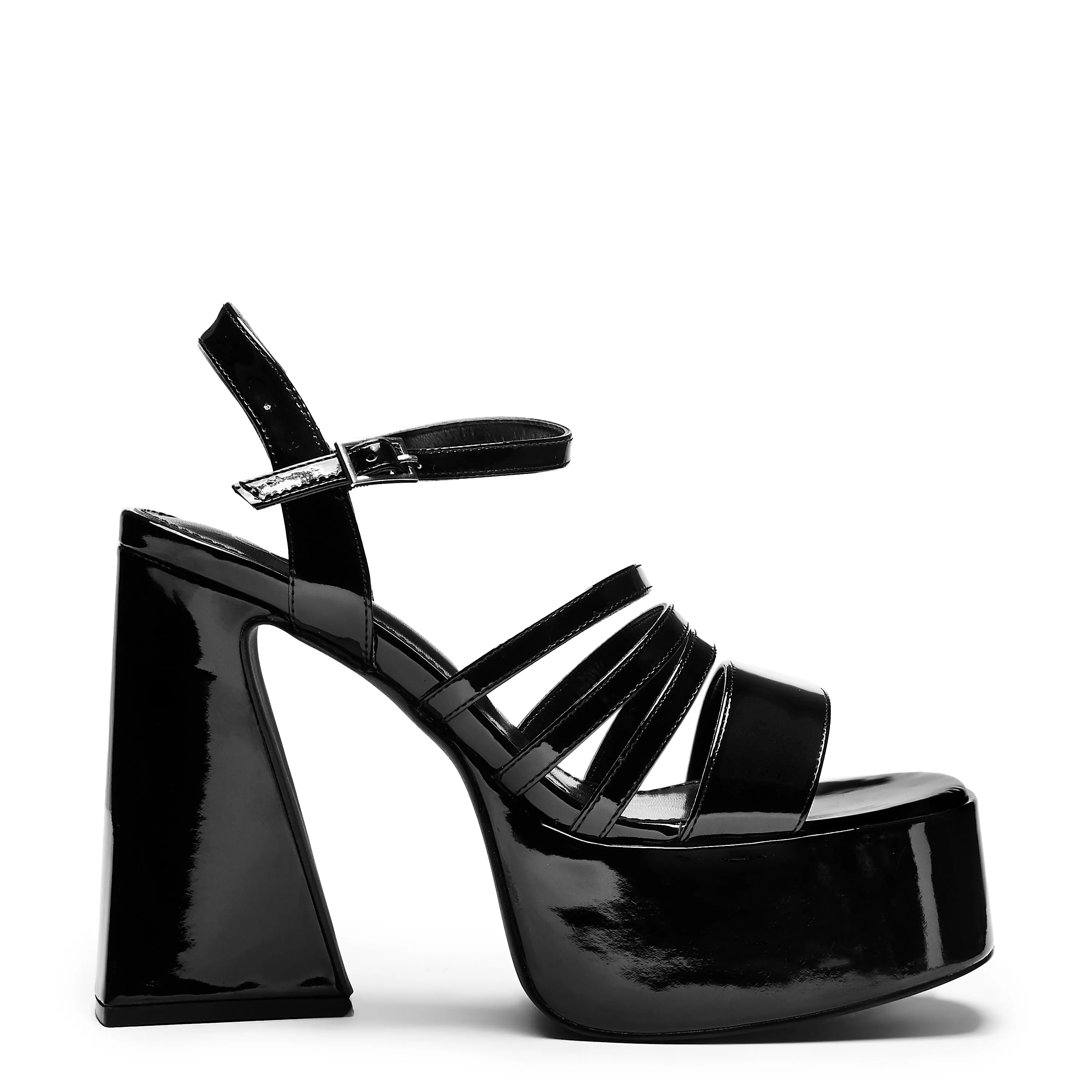 Dynasty All Black Platform Strappy Heels sold by Koi Footwear