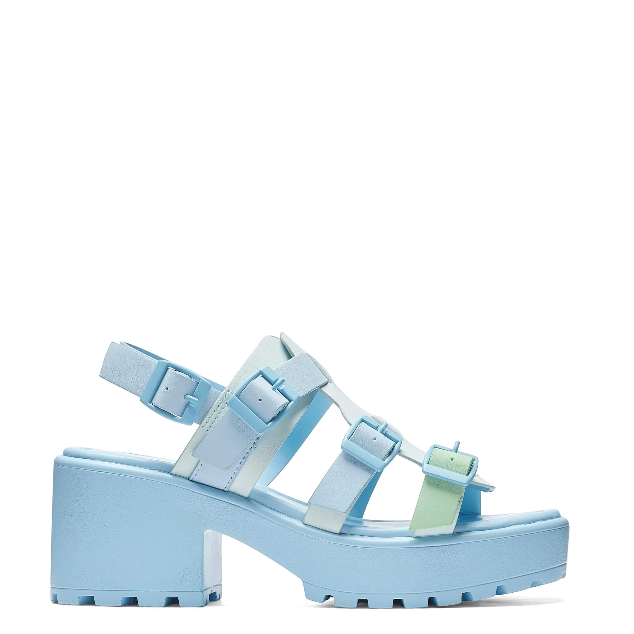 Sugar Season Chunky Buckle Sandals - Blue sold by Koi Footwear
