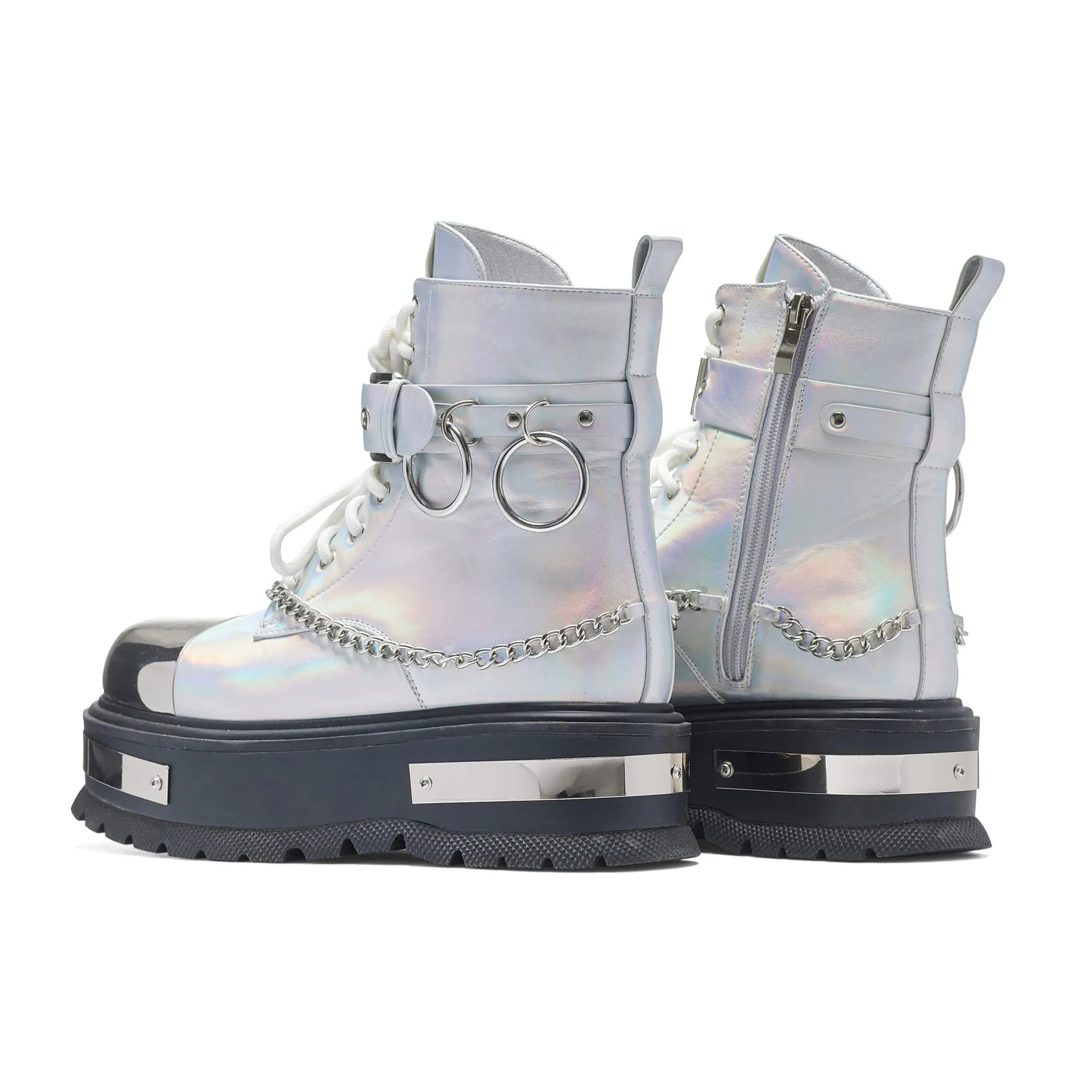 Borin Hardware Platform Boots - Silver Hologram sold by Koi Footwear product image thumbnail 4