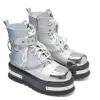 Borin Hardware Platform Boots - Silver Hologram sold by Koi Footwear