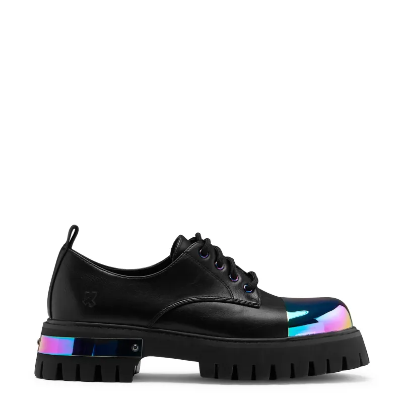 Shelob Rainbow Metal Toe Cap Lace Up Shoes - Black sold by Koi Footwear