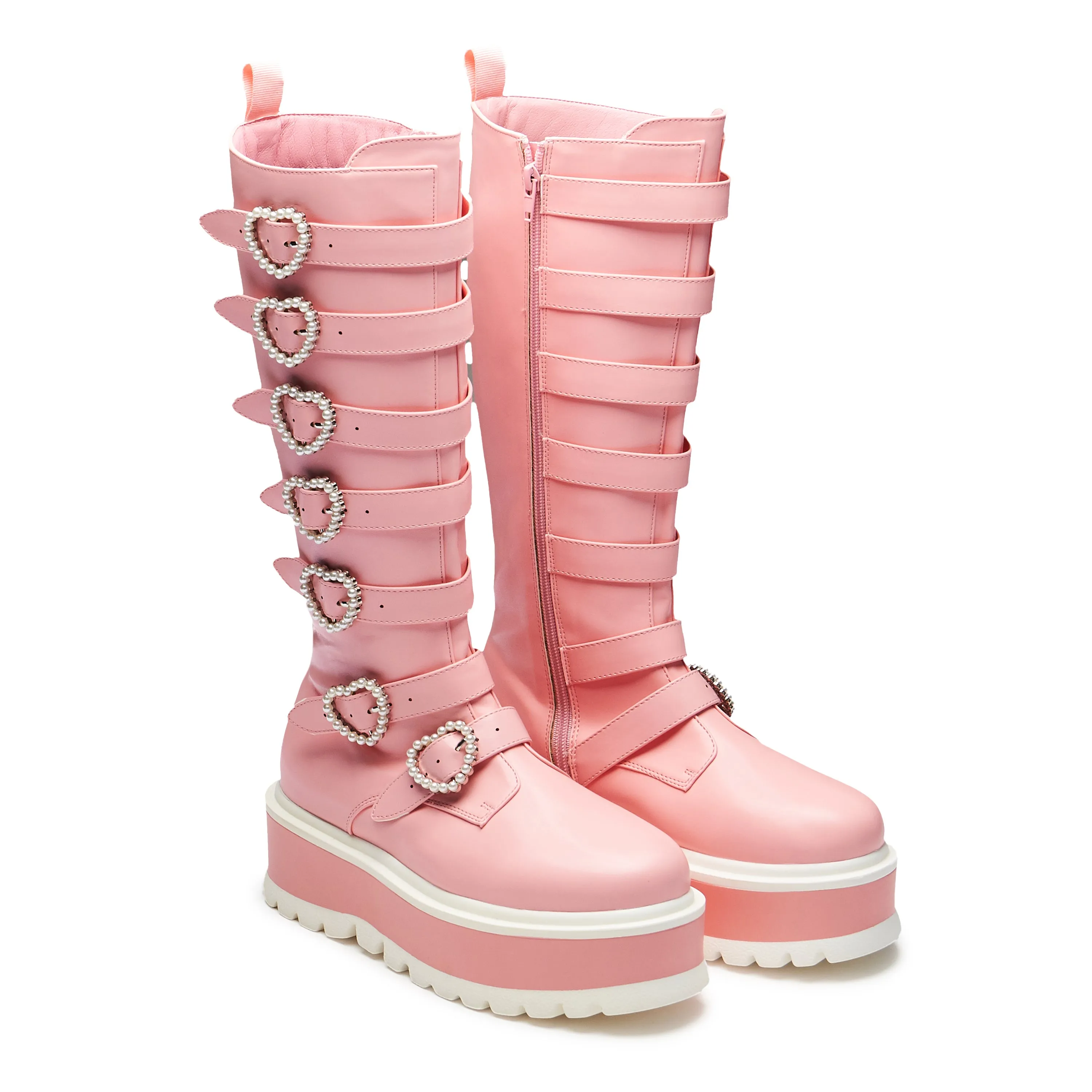 Mizuhiki Kawaii Long Pearl Buckle Boots - Pink sold by Koi Footwear product image thumbnail 4