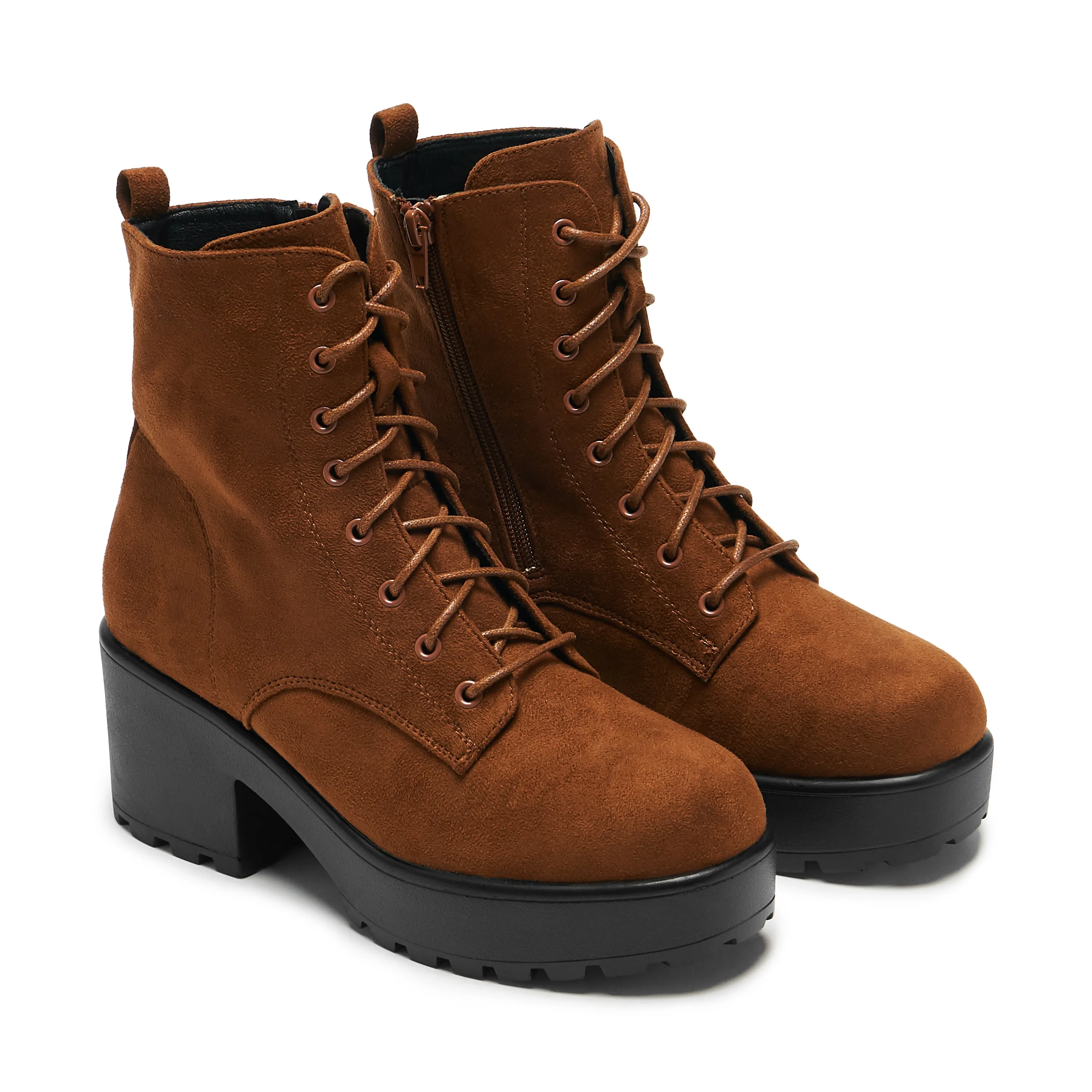Gin Silt Brown Suede Platform Military Boots sold by Koi Footwear product image thumbnail 3