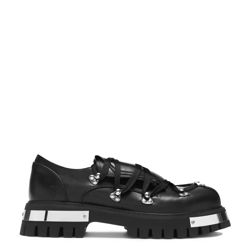 Hidden in Solitude Men's Double Tongue Lace Up Shoes - Black sold by Koi Footwear