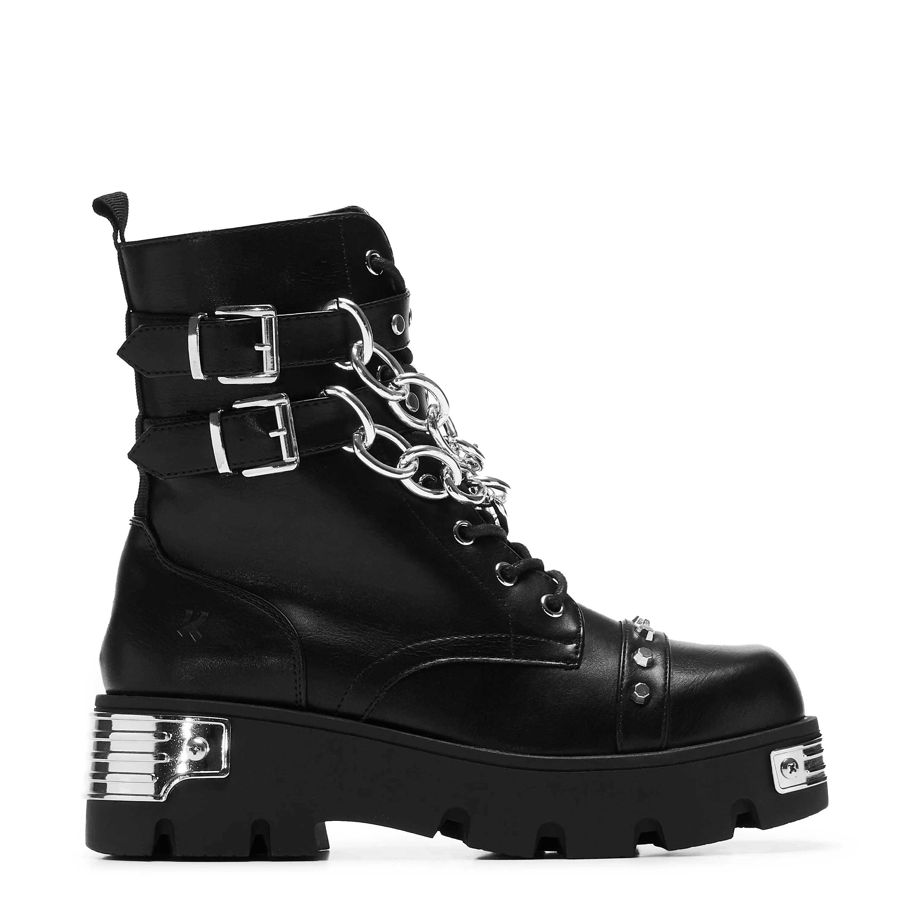 Shackled Shadows Heavy Duty Chain Biker Boots - Black sold by Koi Footwear